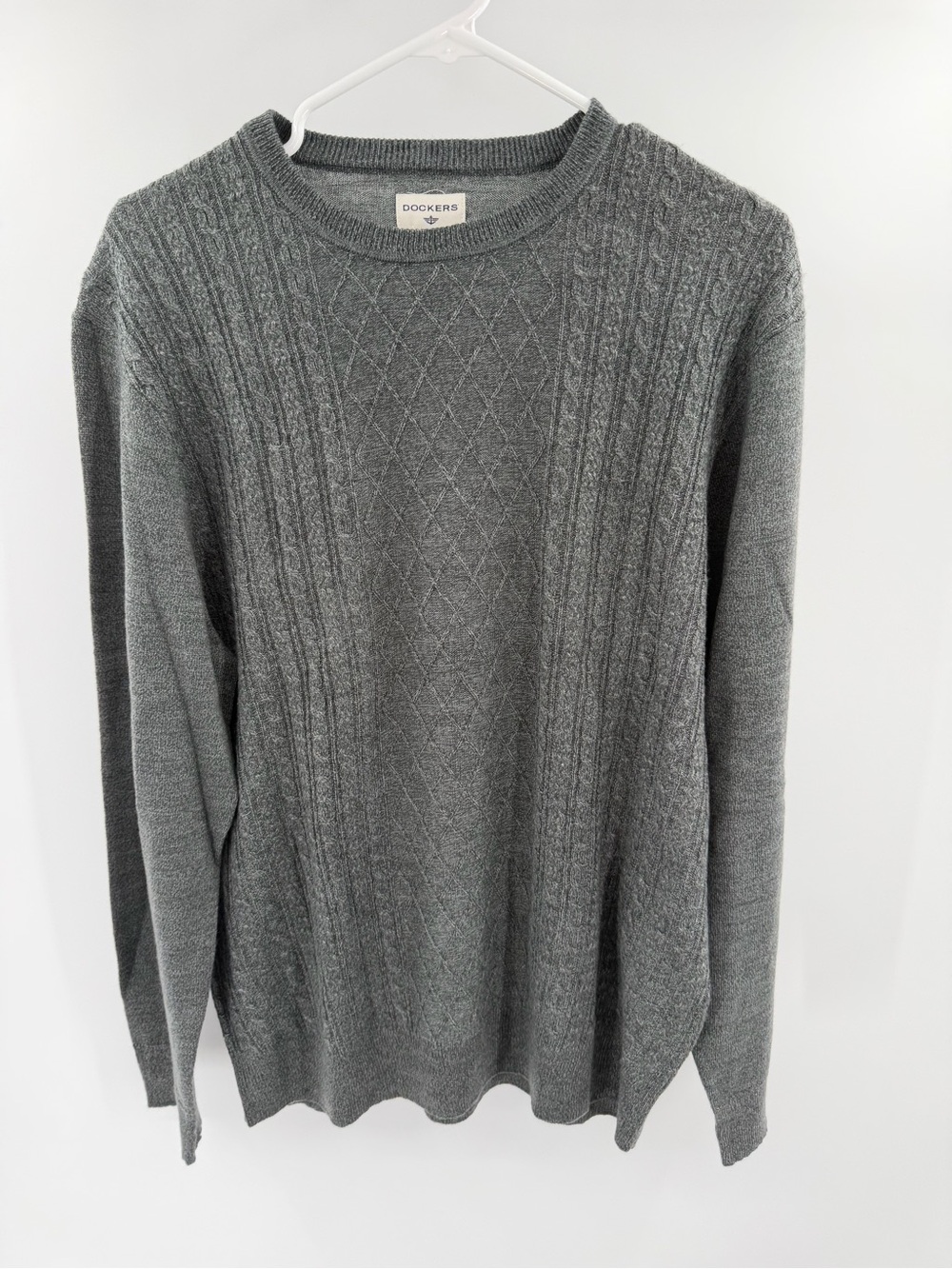 Dockers Men’s Gray Green Cable Knit Sweater Mens Medium New with tags